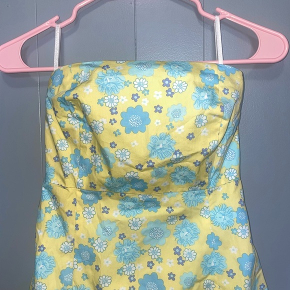 Vintage Lilly Pulitzer Tie Back Strapless A Line Yellow Lion Dress Size 2 - Picture 2 of 7